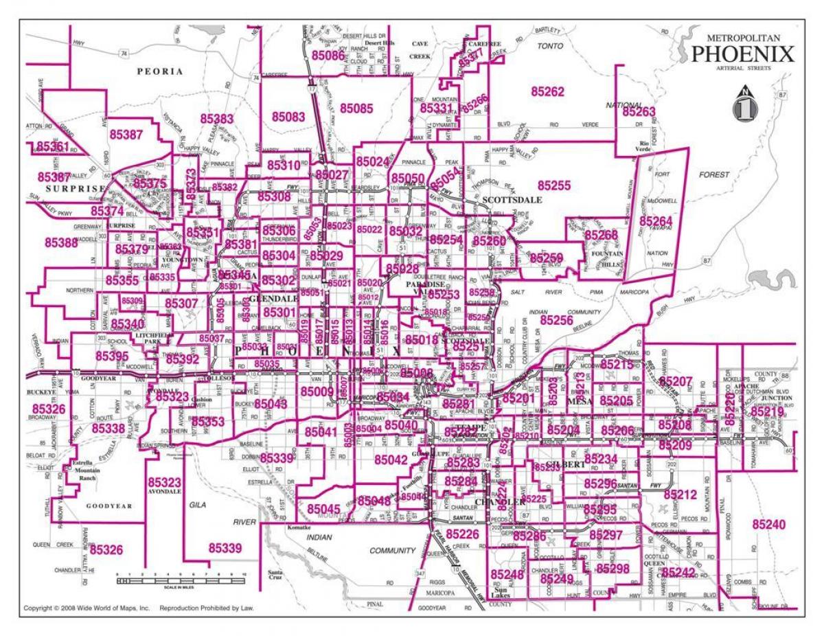 la ville de Phoenix zip code map