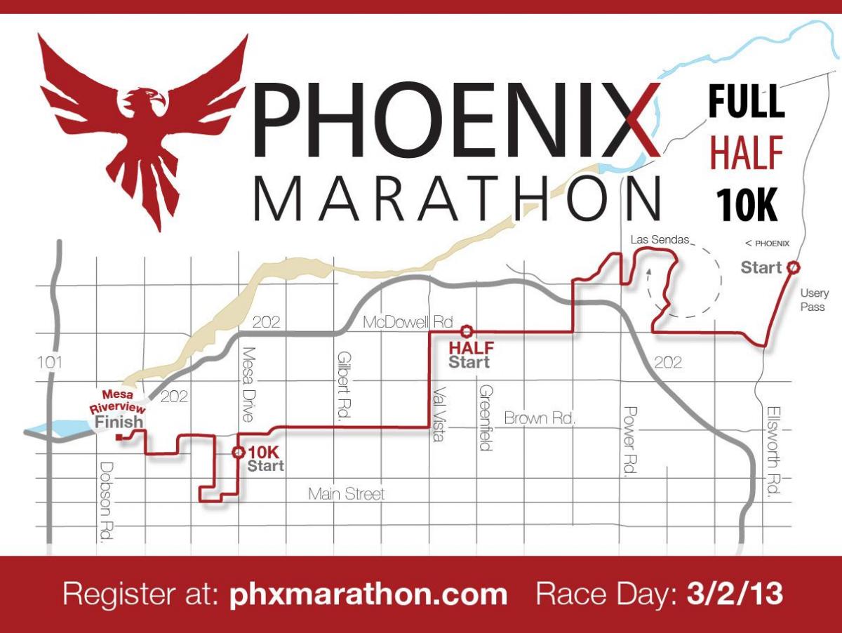 la carte de Phoenix maraton