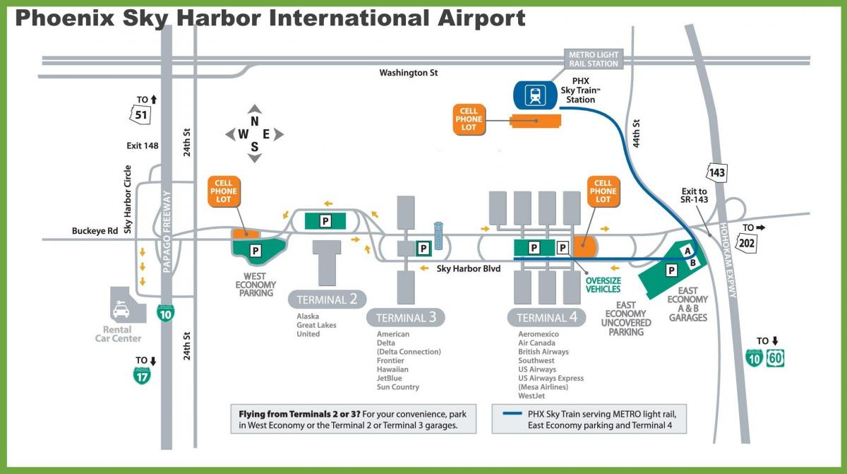 carte de l'aéroport de Phoenix