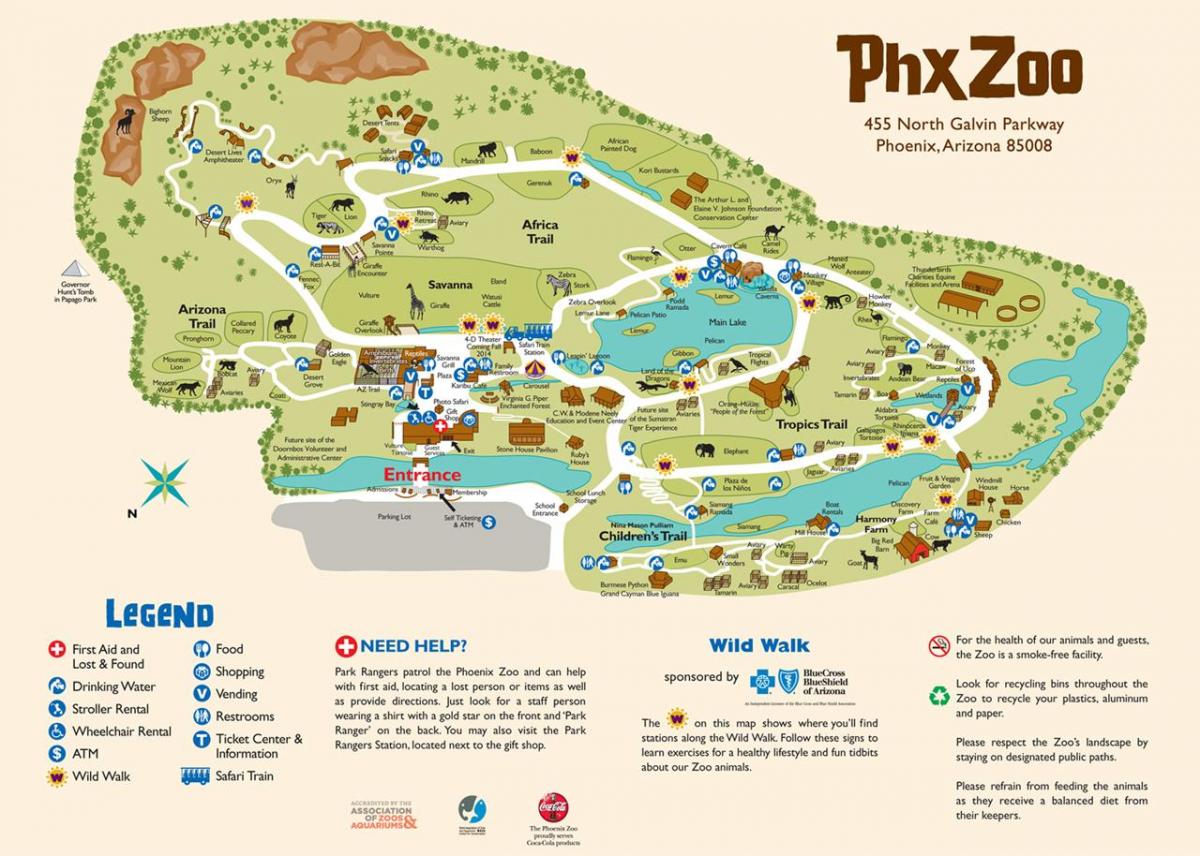 la carte de Phoenix Zoo