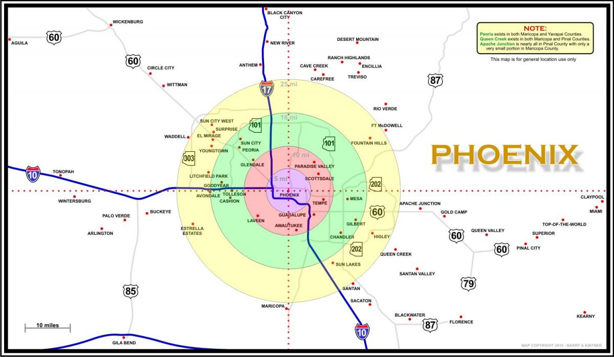 carte de la région de Phoenix