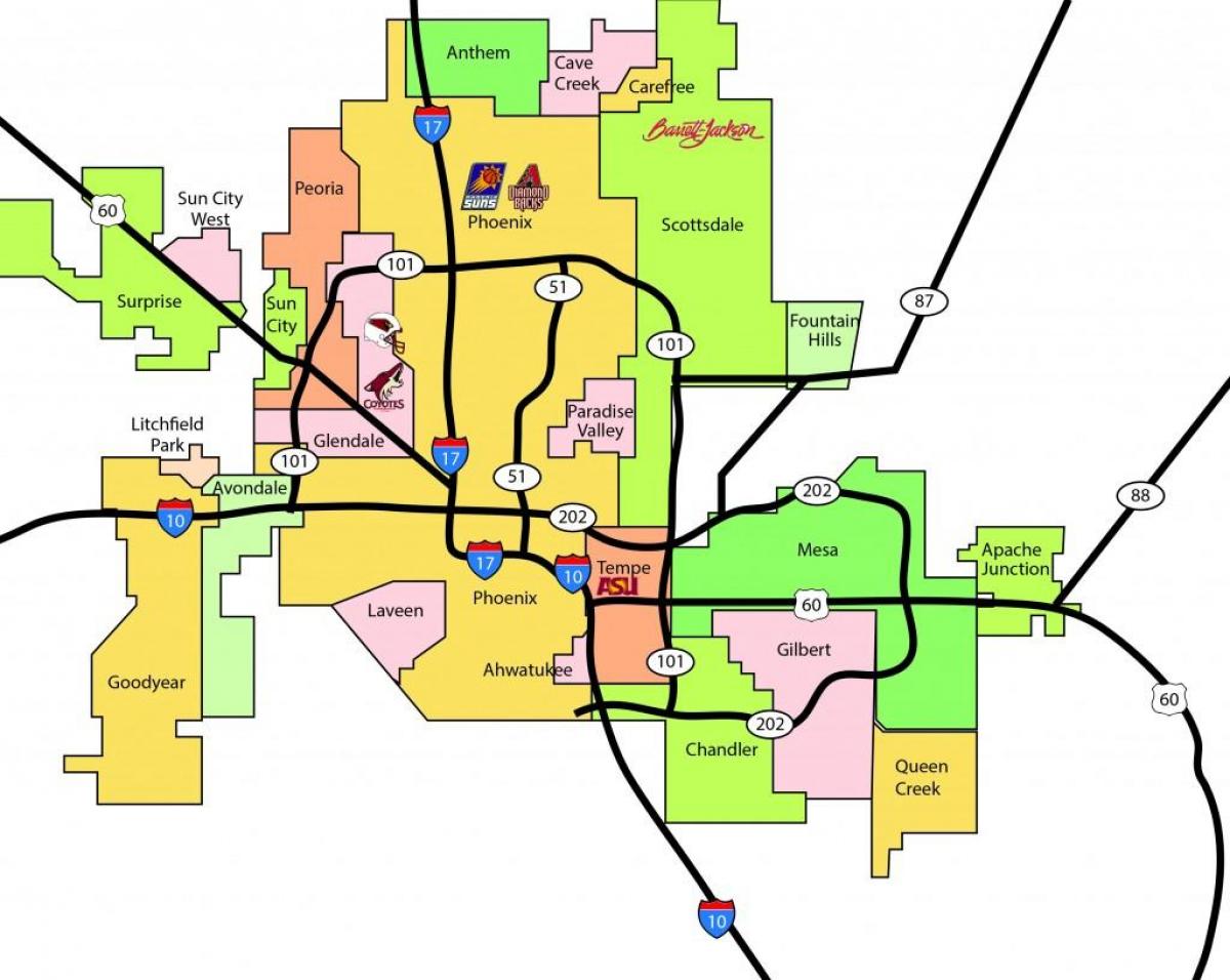 Phoenix metro carte de la région