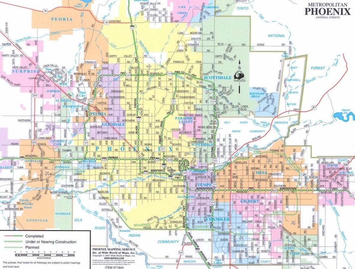 Phoenix plan de la ville de l'Arizona