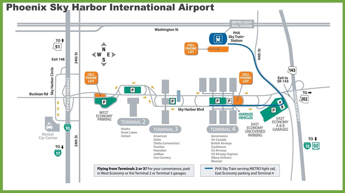 De l'aéroport de Phoenix porte carte