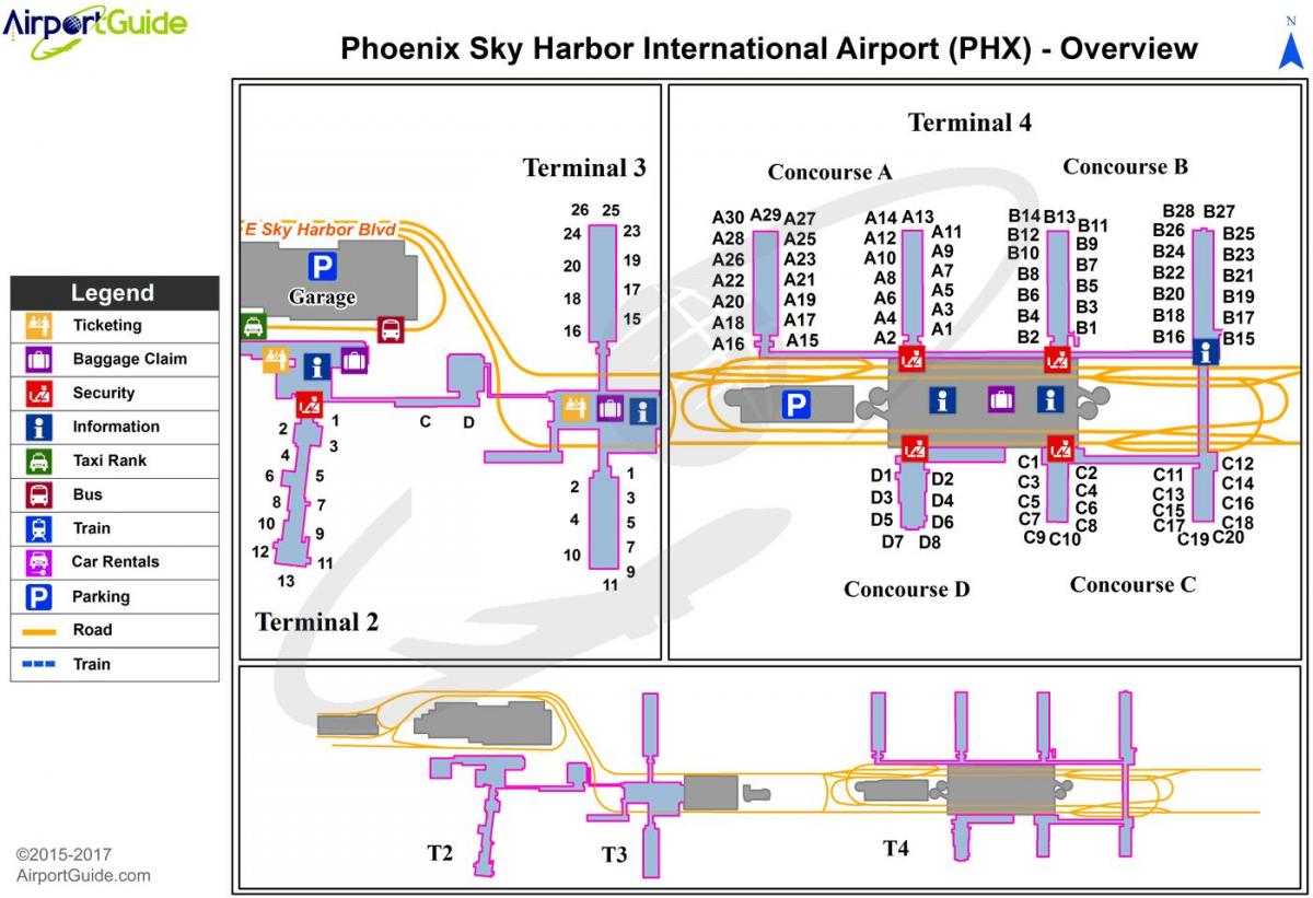 la carte de Phoenix sky harbor airport