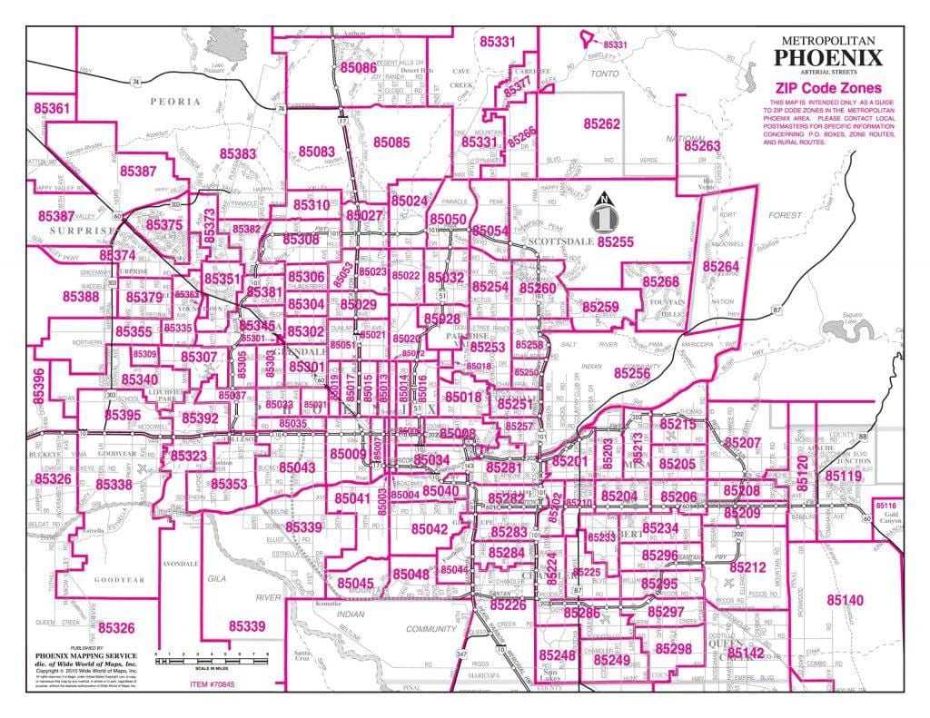 le code postal de la carte de Phoenix, az