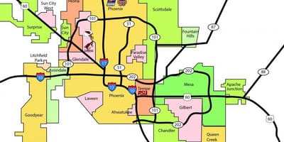 Phoenix metro carte de la région
