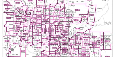 Zone code de la carte de Phoenix